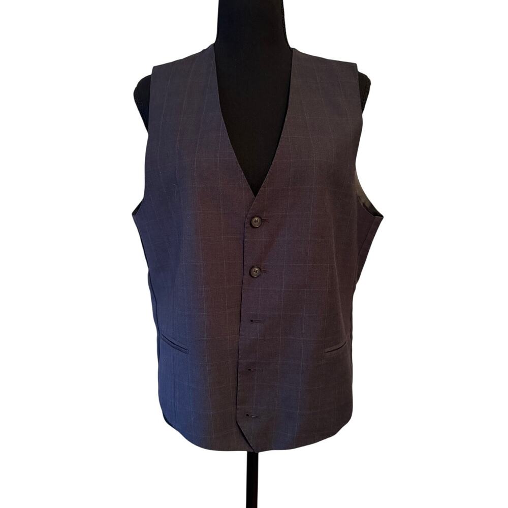 LAVARD Wool Gray Plaid Vest Size Medium